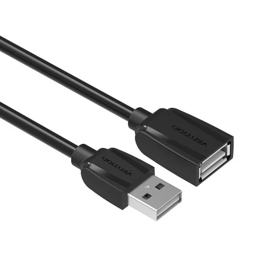 Vention USB-A 2.0/M -> USB-A 2.0/F  (hosszabbító,PVC,fekete), 1,5m, kábel