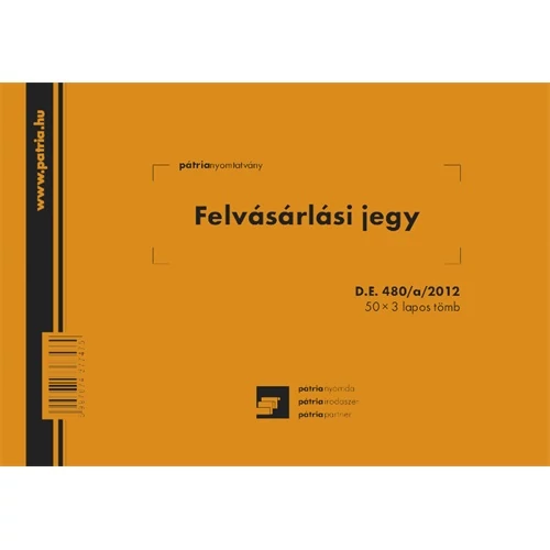 Felvásárlási jegy (mezőgazdasági termékfelvásárlás/szolgáltatás igénybevétel bizonylata) 50x3 lapos tömb A/5