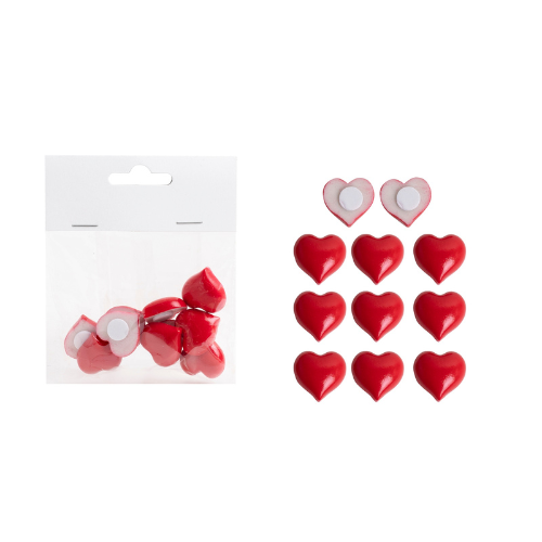 Kreatív dekoráció szív öntapadós 10 db/csomag piros( polirezin)