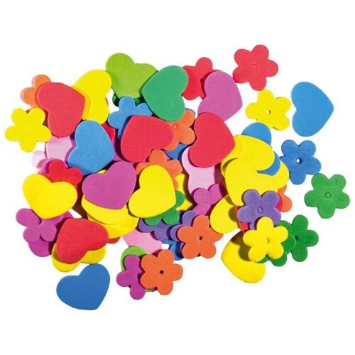 Kreatív Junior habszivacs virágok és szívek 120 db/csomag vegyes színek és méretek