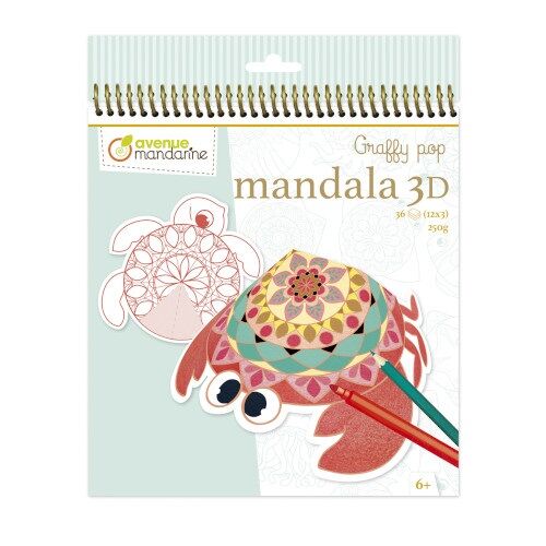 Kreatív színező Avenue Mandarine Graffy Pop Mandala 3D, spirálos, Tengeri állatok