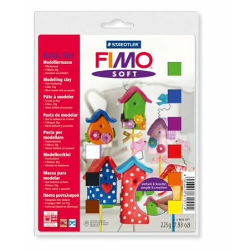 Gyurma készlet, 9x25 g, égethető, FIMO "Soft Basic", 9 különböző szín