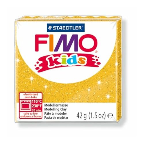 Gyurma, 42 g, égethető, FIMO "Kids", glitteres arany