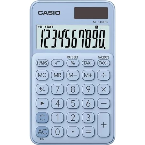 Zsebszámológép, 10 számjegy, CASIO "SL 310", világoskék