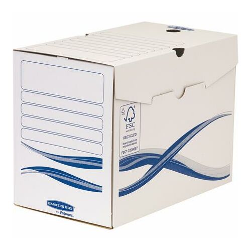 Archiválódoboz, A4, 200 mm, FELLOWES "Bankers Box Basic", kék-fehér
