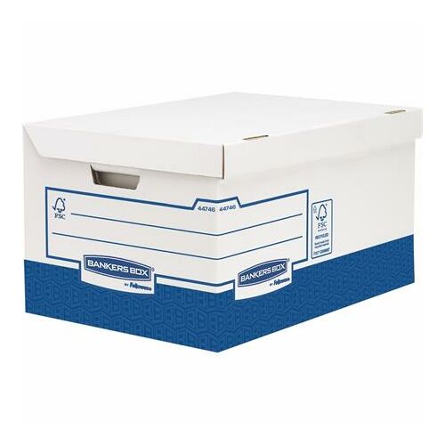 Archiválókonténer, karton, ultra erős, nagy, FELLOWES "Bankers Box Basic", kék-fehér